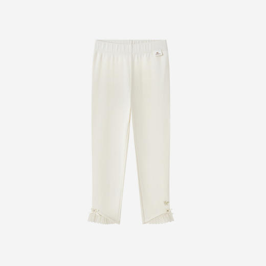 【商场同款】英氏儿童裤子女童长裤针织纯棉白色打底裤新蕾丝可爱 商品图4