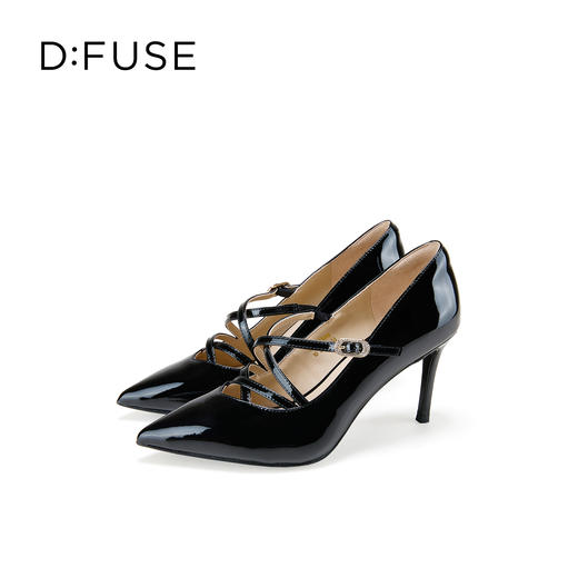 Dfuse迪芙斯2026春季新款尖头交叉带亮面漆皮细高跟鞋DFE1111005 商品图7