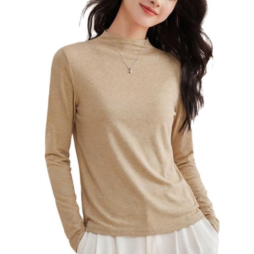 「自j」全新升级【铂金会员119/天猫159/差价40】(35708)洛诗琳后中线设计显瘦长袖T恤2025莱赛尔天丝羊毛百搭打底衫 商品图4