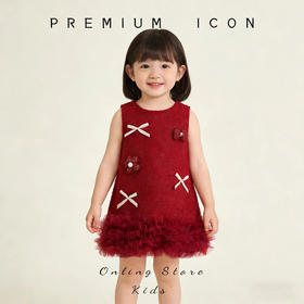 Hania2026年新年 女宝宝新年周岁生日礼服新款中小童红色洋气背心裙90-140★