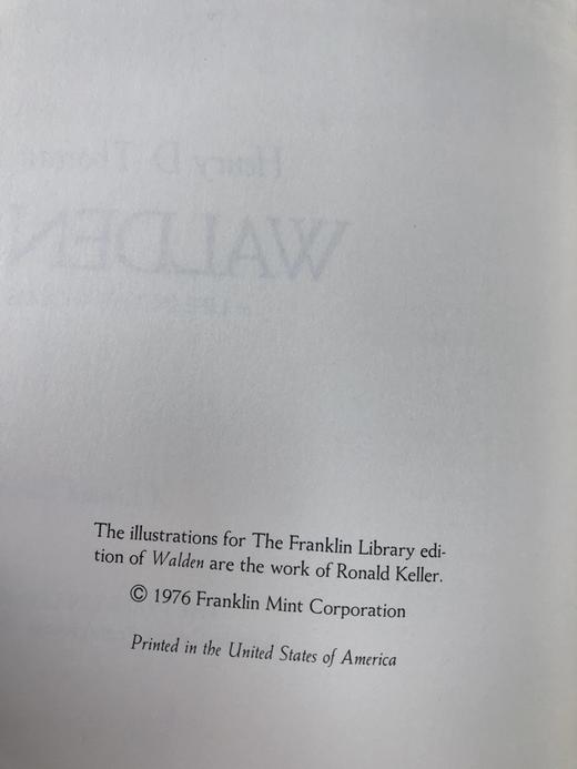 限量版！亨利・戴维・梭罗《瓦尔登湖》 配插图 富兰克林图书馆豪华皮装本 商品图3