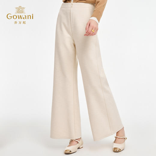 乔万尼新品宽松百搭含羊毛加厚通勤修饰腿型阔腿裤EZ4F159 商品图1