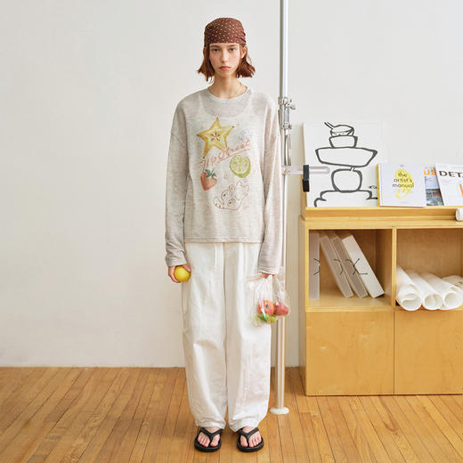 714street莱赛尔凉感印花长袖罩衫 2026春季新款潮牌宽松T恤女款 商品图3