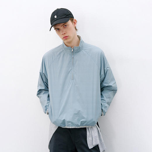 714street轻薄防水防晒半拉链两面穿外套男 2026春季条纹立领夹克 商品图1