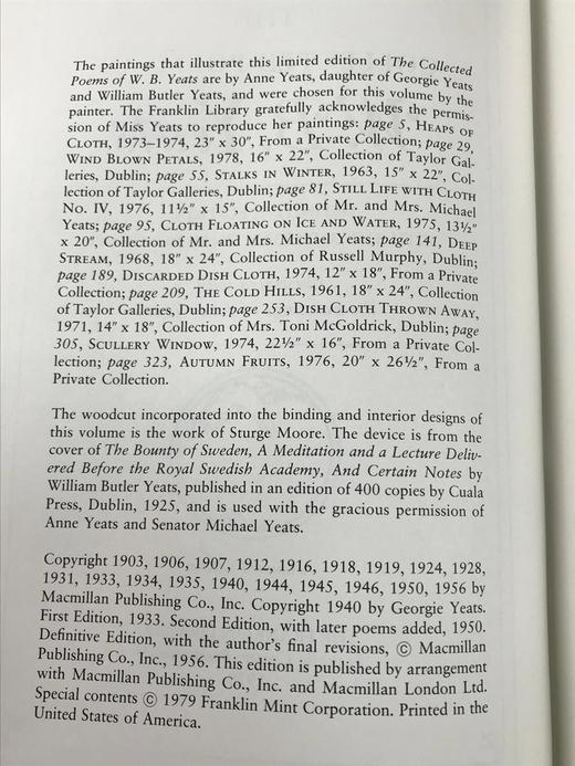 限量版！威廉・巴特勒・叶芝《叶芝诗集》 叶芝女儿配插图 富兰克林图书馆豪华皮装本 商品图3
