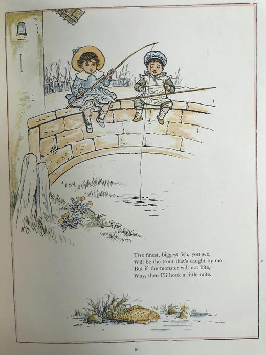 约20世纪早期 凯特·格林纳威《窗下：童画与童谣集》 数十幅精美彩色插图 精装16开 商品图9