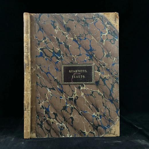 35.5*26.5cm！约19世纪中后期 长笛四重奏乐谱集 真皮精装 商品图0