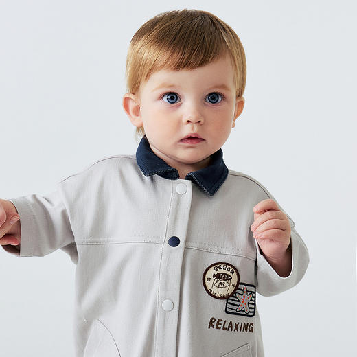 迷你巴拉巴拉婴儿衣服男女宝宝仿牛仔复古连体衣柔软外出春季新款 商品图2