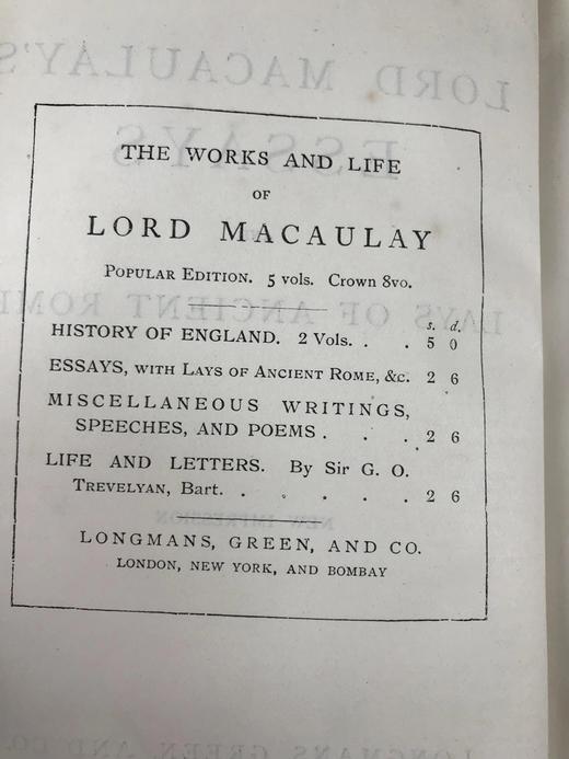 1906年 麦考莱勋爵随笔与古罗马谣曲集 全真皮精装 商品图4