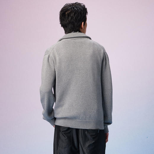 NPC潮牌半开襟翻领毛衣男宽松休闲上衣秋季上新NP57SW36 商品图3