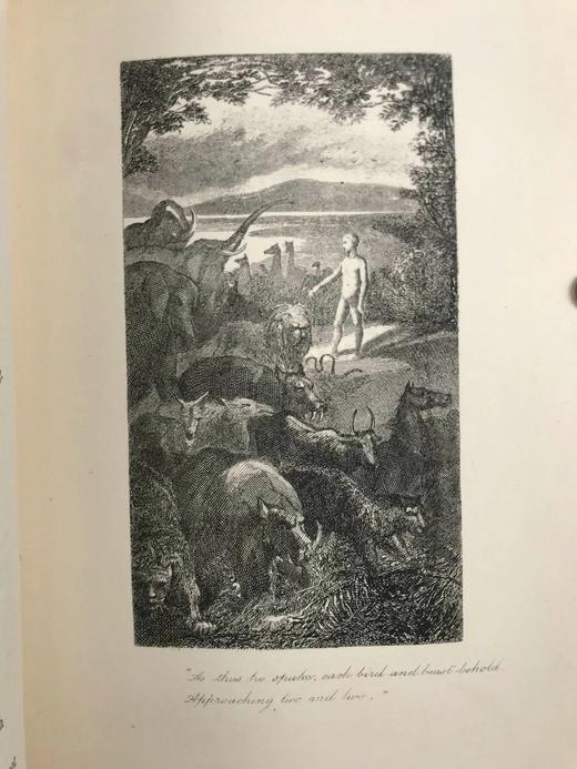 约19世纪后期 弥尔顿诗集 约8幅版画插图 漆布精装32开 商品图7