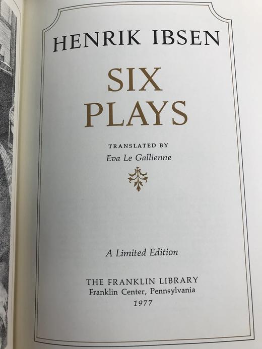 限量版！亨利克・易卜生《易卜生六部剧作集》 配插图 富兰克林图书馆豪华皮装本 商品图2