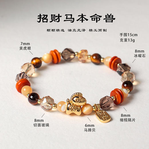 【虎眼石珍珠串珠手链】切面玻璃天然时尚百搭首饰 马年本命年招财手串 商品图7