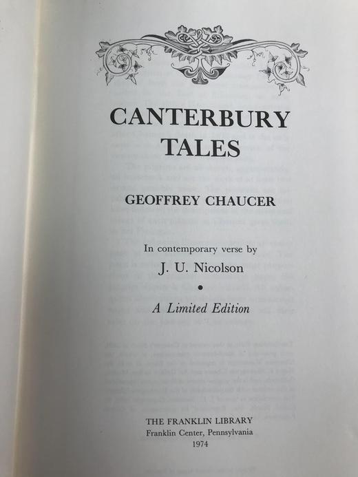限量版！杰弗里・乔叟《坎特伯雷故事集》 配插图 富兰克林图书馆豪华皮装本 商品图2