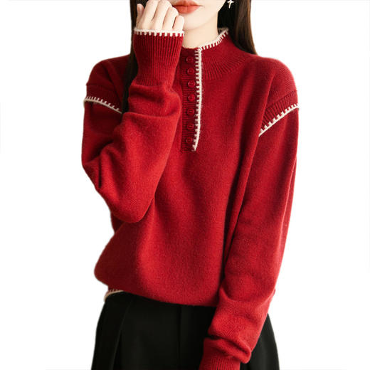 丁摩 毛衣女红色打底衫本命年针织毛衫保暖  SQ-354 商品图4