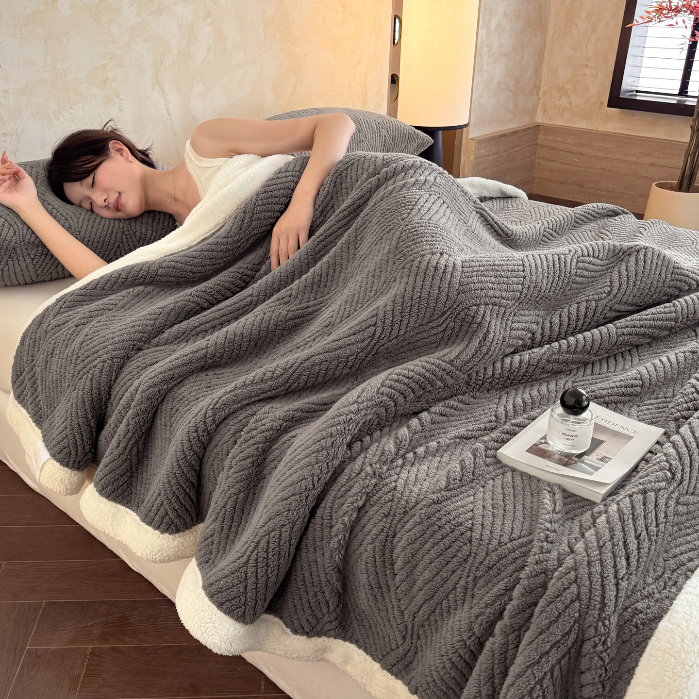 热卖！超软糯！恒源祥 2026新款 塔芙绒羊羔绒双层盖毯 超厚超柔软 7色可选（单盖毯 无枕套）