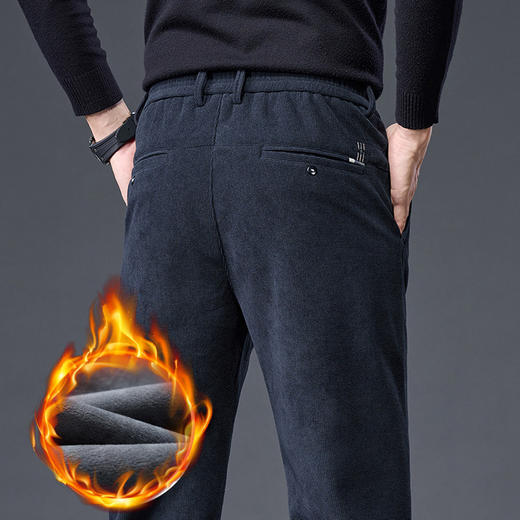 红览 博奥绒商务男士休闲裤加绒加厚秋冬直筒裤 商品图0