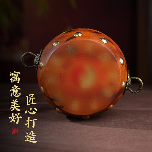 中式雷击木法鼓摆件枣木雕刻裂纹手把件传统国学工艺品摆件 商品图4