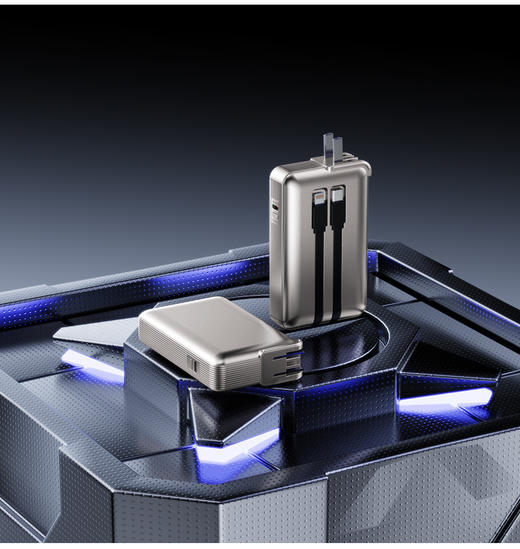 AURARO自带双线三合一固态快充充电宝3C认证1w2w毫安大容量充电宝 商品图4