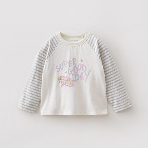 马克珍妮多彩条纹女童纯棉手绘T恤2026年春装新款560119 商品图4