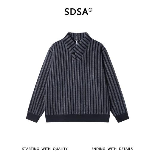 WY1582SDSA男士秋冬新款痞帅男装休闲百搭竖纹撞色刺绣V领卫衣百搭宽松 商品图1