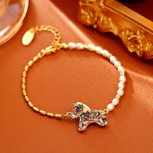 【铜镀24K彩色小马吊坠】生肖马项链 新中式时尚耳钉中国风饰品  商品图1