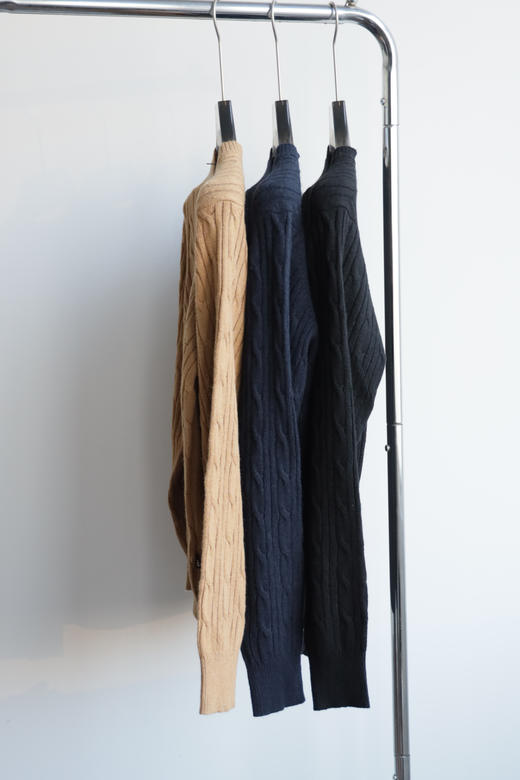 B0SS 绞花针织初剪羊毛和羊绒混纺毛衣 MY146 商品图5