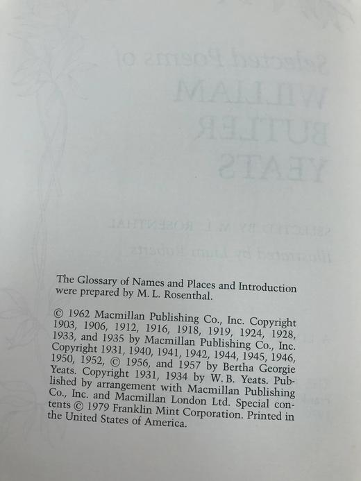 限量版！含藏书票 威廉・巴特勒・叶芝《威廉・巴特勒・叶芝诗选》 配插图 富兰克林图书馆豪华皮装本 商品图4