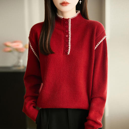 丁摩 毛衣女红色打底衫本命年针织毛衫保暖  SQ-354 商品图0