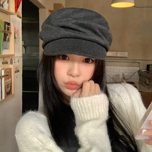 【休闲简约❗️大脸显小】日系复古山本风秋冬款褶皱帽子复古褶皱平顶帽朋克风平顶报童帽。jb 商品图2