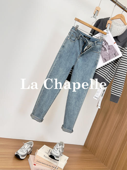 专柜实拍【人生小脚裤】拉夏贝尔/La Chapelle单扣弧形口袋小脚牛仔裤女修身小个子时尚休闲长裤 商品图2