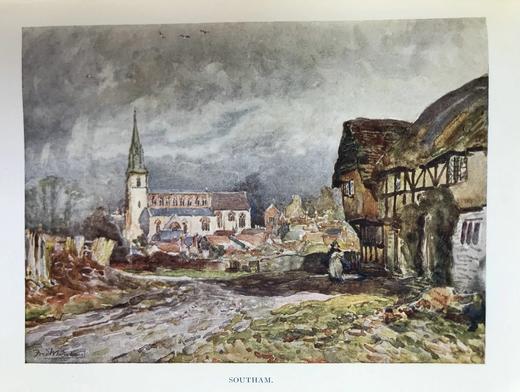 1922年 沃里克郡：莎士比亚的故土 32幅水彩画插图 漆布精装32开 商品图10