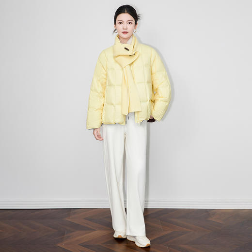 含针织围巾两件套90白鸭绒短款羽绒服防风保暖泡芙WLZD2514209 商品图1