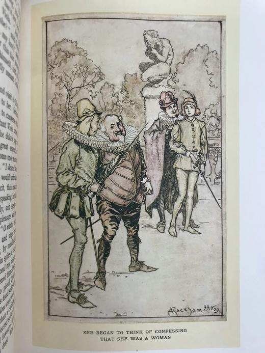 1909年 莎士比亚故事集 鬼才拉克姆12幅彩色手工贴图与大量黑白插图 漆布精装18开 商品图10