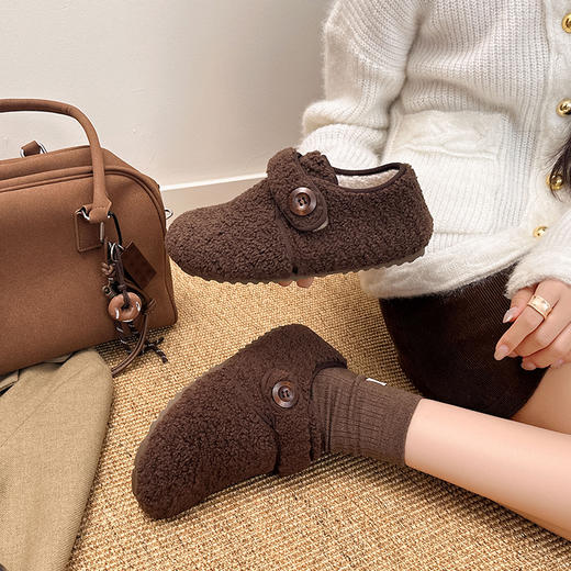 【XUXI 纽扣毛毛勃肯鞋】质感鞋面 柔软鞋垫 亲肤贴足 耐磨鞋底 暖冬配色 唤醒愉悦情绪 全包设计 全天候舒适 商品图6