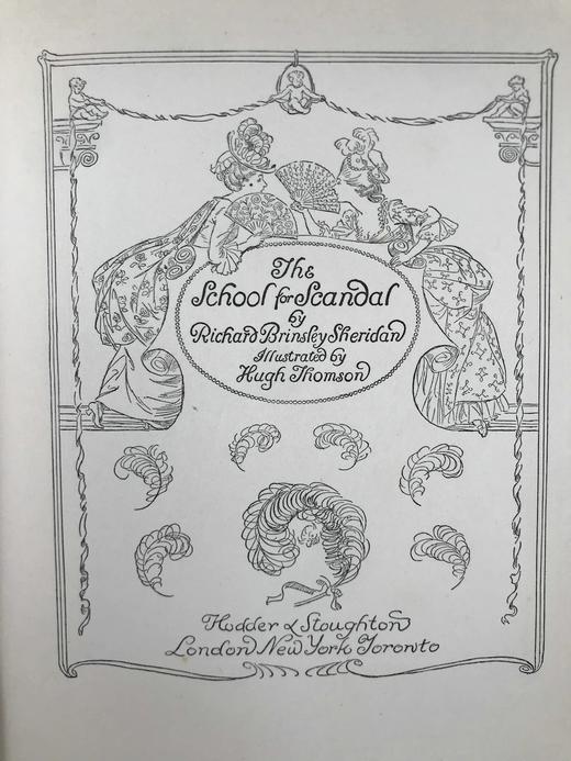 约20世纪早期 谢里丹《造谣学校》 休·汤姆森25幅彩色手工贴图 漆布精装16开 商品图3