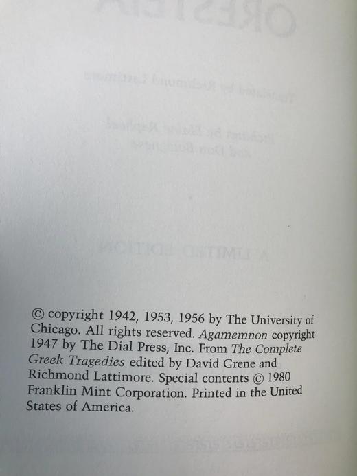 限量版！埃斯库罗斯《俄瑞斯忒亚》配插图 富兰克林图书馆豪华皮装本 商品图3
