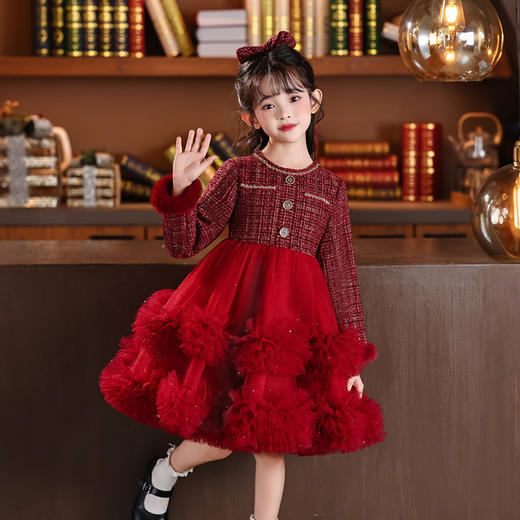 女童公主裙加绒旗袍裙拜年服中国风礼服XWN2897 商品图2