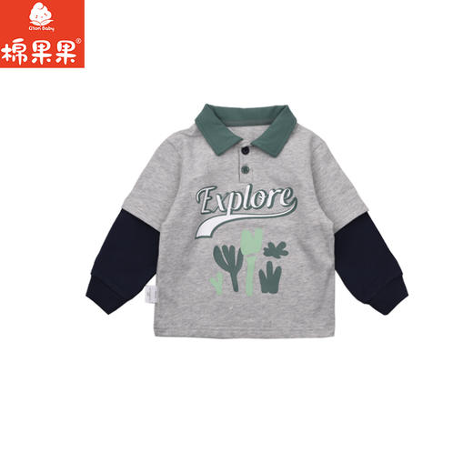 棉果果春季新品男童纯棉小线圈假两件POLO衫M112180226151 商品图2