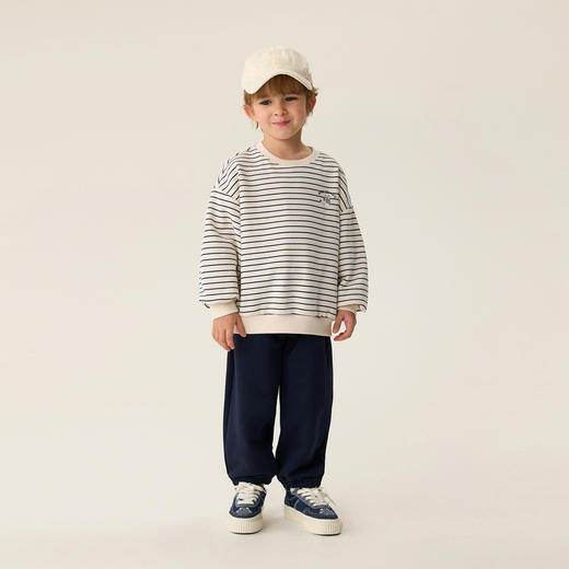马克珍妮休闲条纹男童运动卫衣套装2026年春装新款560102 商品图1