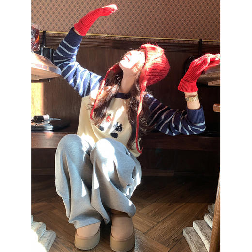 <曾小咸推荐>现货秒杀 ！微信超特价！韩系拼接条纹毛衣 日常189.99 立减100 秒杀89.99！！ 商品图4