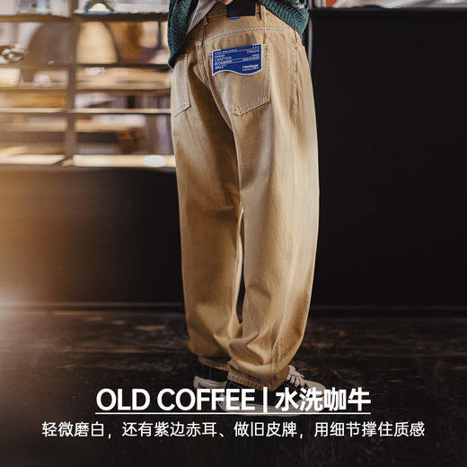 马登工装美式复古浅卡其色牛仔裤直筒水洗宽松阔腿休闲长裤子男春 商品图1