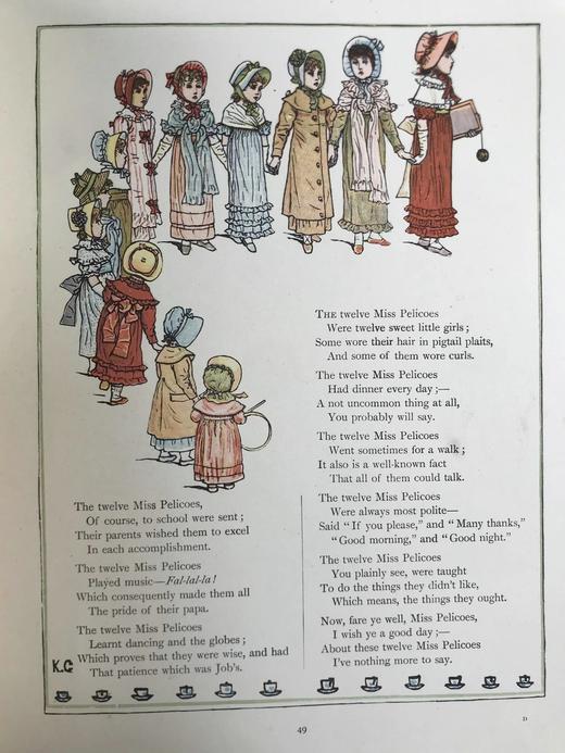 约20世纪早期 凯特·格林纳威《窗下：童画与童谣集》 数十幅精美彩色插图 精装16开 商品图11