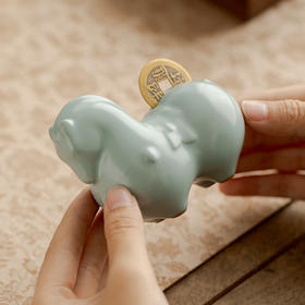 汝窑马上有钱茶宠 桌面摆件