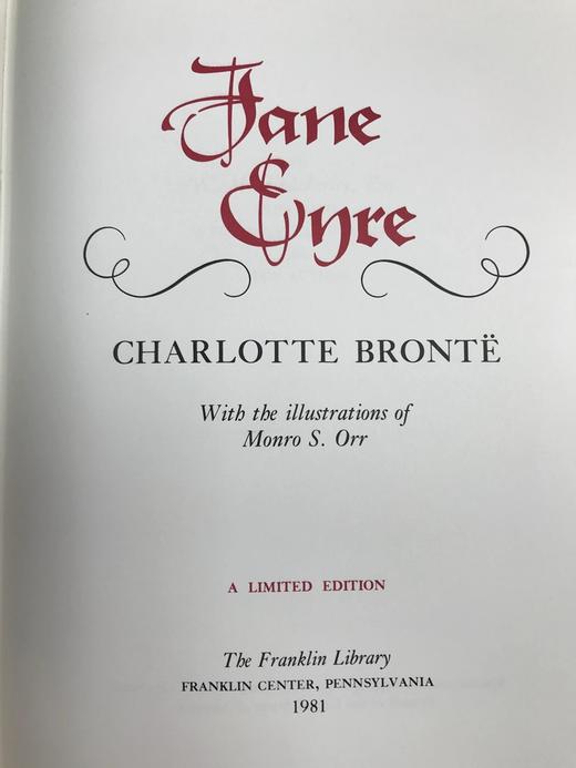 限量版！夏洛蒂・勃朗特《简・爱》 配插图 富兰克林图书馆豪华皮装本 商品图2