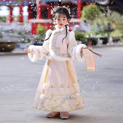 女童公主裙古装汉服拜年服斗篷套装古风唐装（赠送发夹）XWN2890 商品图3