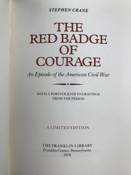 限量版！斯蒂芬・克莱恩《红色英勇勋章》 配插图 富兰克林图书馆豪华皮装本 商品图2