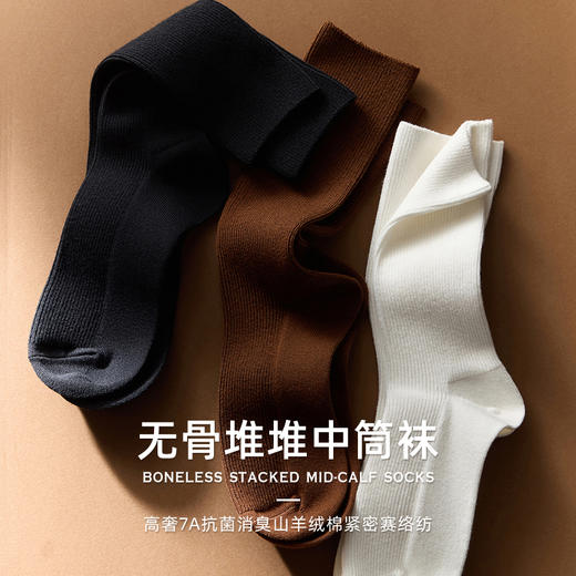 高品质【山羊绒中筒袜】高奢7A抗菌消臭🧦miu系百搭双针无骨堆堆中筒袜🏆高弹不易变形❗️久穿久洗仍能保持挺括 商品图0