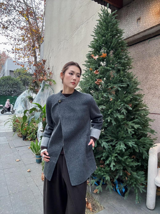 【灰的AB面】噢蜜ooomeooo双色手工10羊绒大衣 商品图8