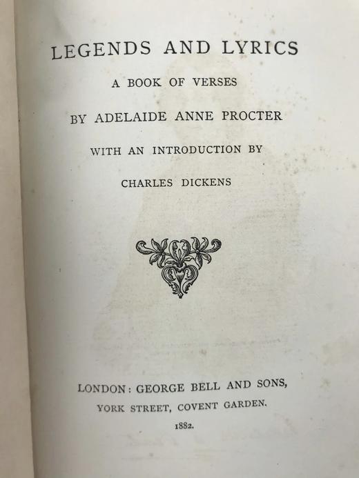 1882年 普罗克特《传奇与歌谣集》 狄更斯作序 1幅肖像插图 全真皮精装36开 商品图3